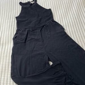 Loft Black Halter/Sleeveless Wide Leg Jumpsuit Size 12